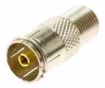 Com Coaxial Adaptor - F Socket > Coax-socket - Nickel Plated | 9.5mm