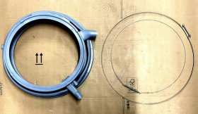 Door Seal Washing Machine - 20007287 Boot Gasket Grease Resistant Silicon Gray With Lighting Socket + Socket For Circulation Hose [Bosch Siemens]