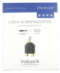 Inakustik Phono Socket/jack Plug Audio - Premium Adapter 3,5 Klinkenstecker - 2x C Kupplung