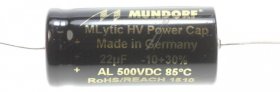 Mundorf Axial Electrolytic 85 Degrees - 22uf-500v Audio High-volt.-elcap Axial 85° 21x36mm