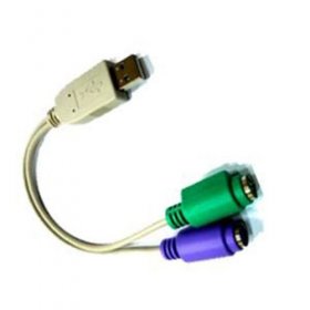 Usb-adaptor - Usb1.1 A-type Plug- 2x Ps2-socket (ziplock) 0,15m
