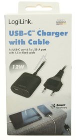 Logilink Usb-connector - Usb Power Adapter With 1.5 M Fixed Cable, 1x Usb-a & 1x Usb-c, 12 W.