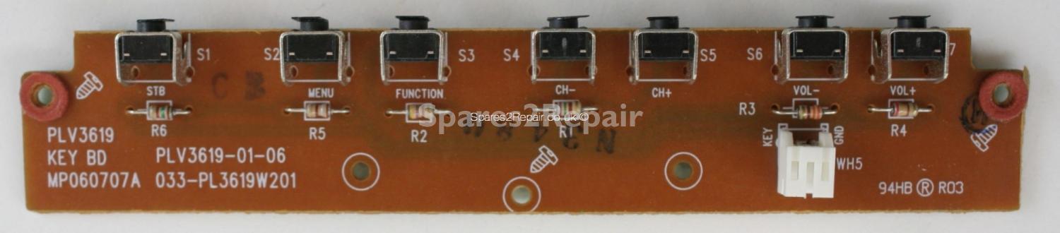 Acoustic Solutions ASTV3619WS - Buttons - PLV3619 - KEY BD - MP060707A - PLV3619-01-06 - 033-PL3619W201