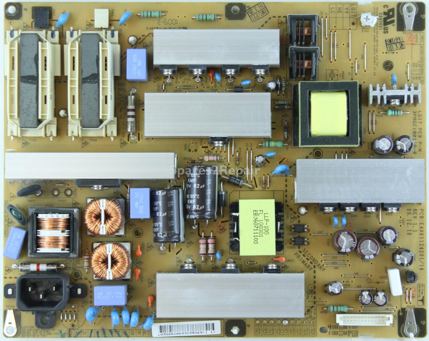 LG 37LD490 - PSU - EAX61124201/14 - Rev 1.1 - 3PAGC10011A-R - LGP37-10LA