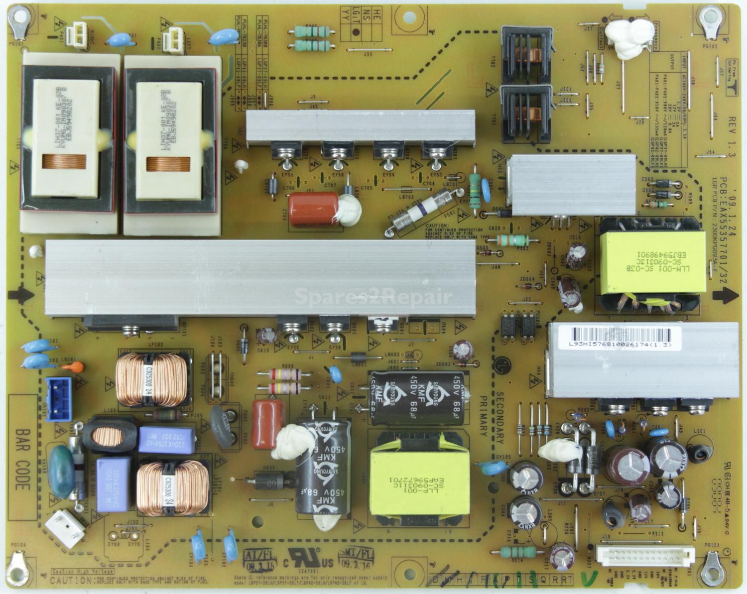 LG 37LH2000 - Power Supply - EAY57681002 - EAX55357701/32 - REV 1.3 - 2300KPG093A-F - PLHL-T838B - LGP37-09LH - LGiT