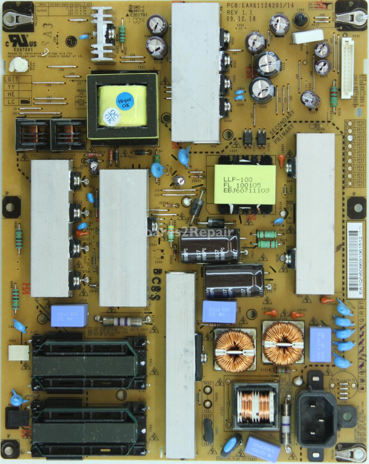 LG 32LD550 - PSU - EAX61124201/14 - Rev 1.1 - 3PAGC10011A-R - LGP32-10LS