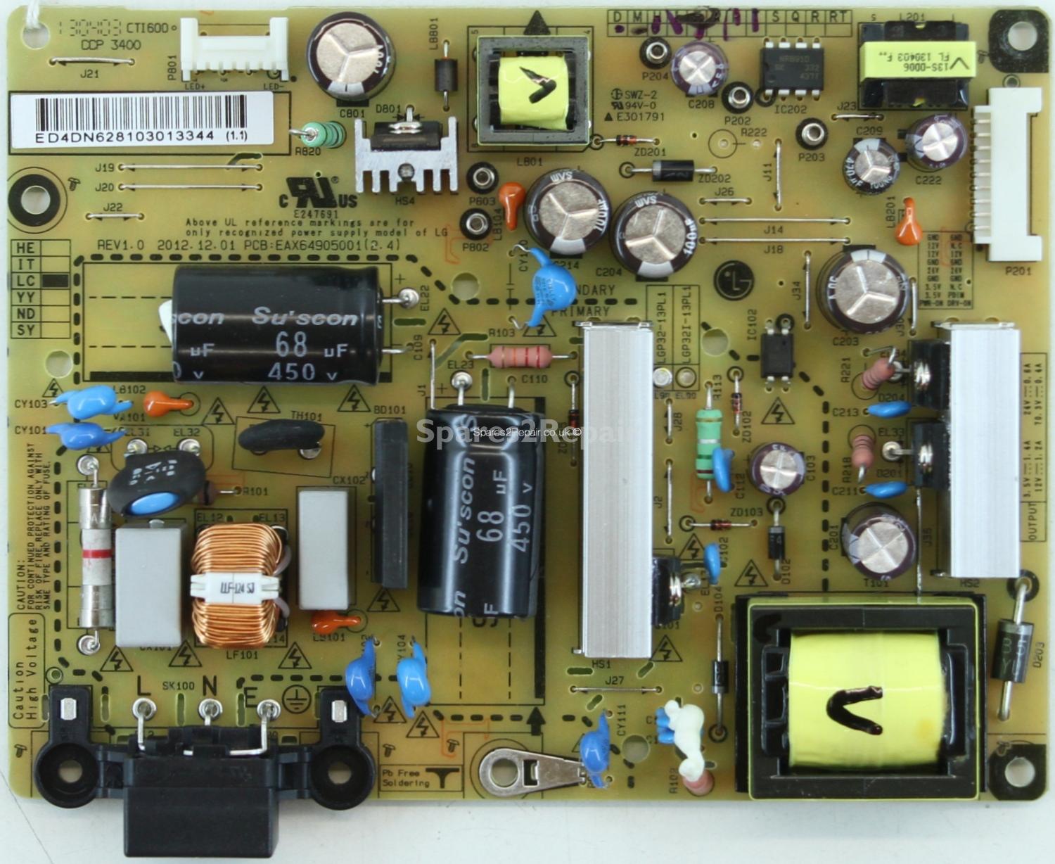LG 32LN540V - PSU - EAX64905001(2.4) - REV 1.0 - EAY62810301 - LGP32-13PL1