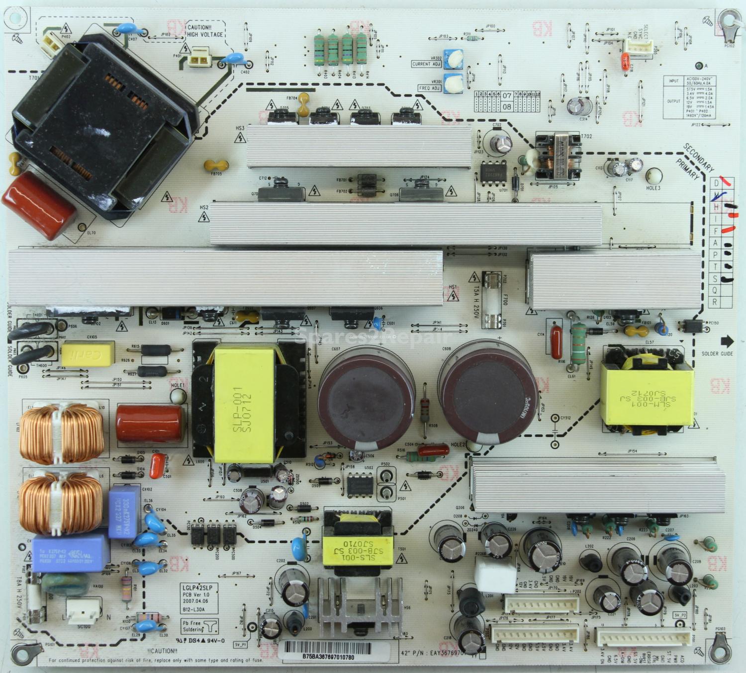 LG 42LC55 - PSU - EAY36769701 HE - LGLP42SLP - PCB Ver 1.0 - B12-L30A