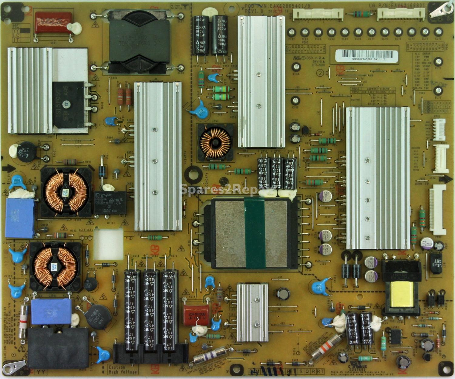 LG 42LW450U-ZB - Power Supply - EAX62865401/8 - REV1.0 - EAY62169801 - LGP4247-11SLPB