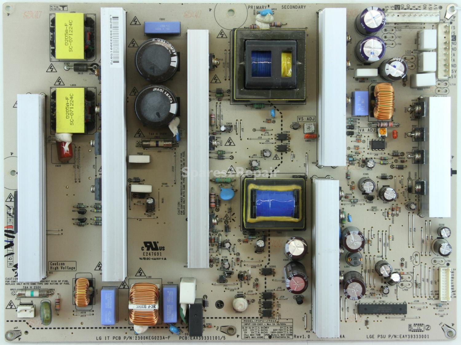 LG 42PG6010 - PSU - 2300KEG023A-F - EAX39331101/5 - PSPU-J704A - Rev1.0 - EAY39333001
